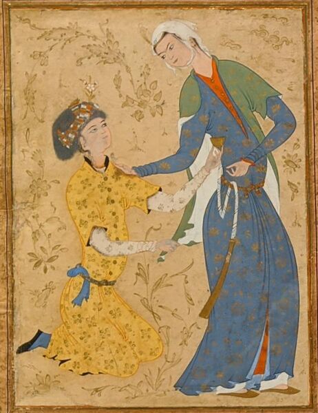 File:Man holding the hem of his beloved, Islamic art 16th century.jpg