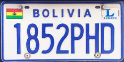 Matrícula automovilística Bolivia 2006 1852PHD La Paz.jpg