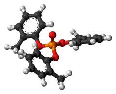 Ball-and-stick model of the tri-ORTHO-cresyl phosphate molecule