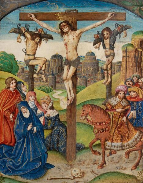 File:The Crucifixion Christ on the Cross between two thieves (f. 80) Cropped.jpg
