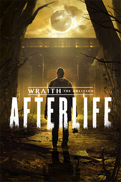 The key art features a humanoid silhouette with rim lighting, and the game's logo, which features "Afterlife" in a large, all-caps font.