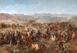 photo of a painting by 19th-century painter Francisco de Paula Van Halen depicting the Battle of Navas de Tolosa