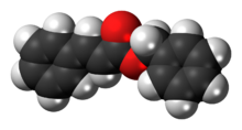 Space-filling model of the benzyl cinnamate molecule