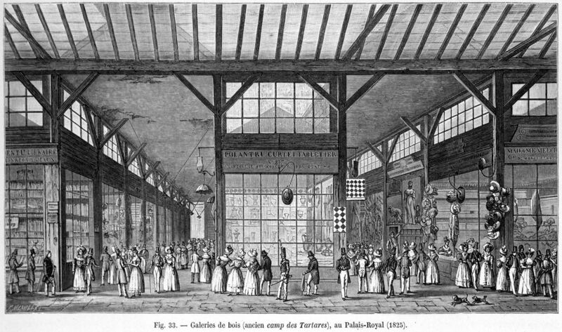 File:Galeries de bois (ancien camp des Tartares), au Palais-Royal, 1825.jpg