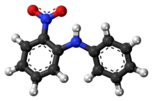 Ball-and-stick model of the 2-nitrodiphenylamine molecule