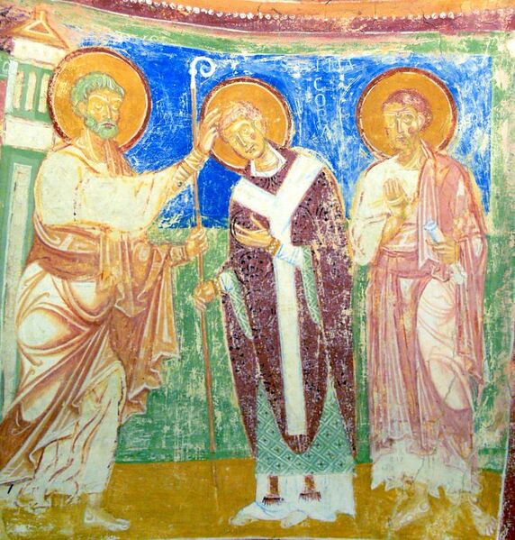 File:Aquileia Basilica - Krypta Fresco Bischofsweihe Hermagoras.jpg