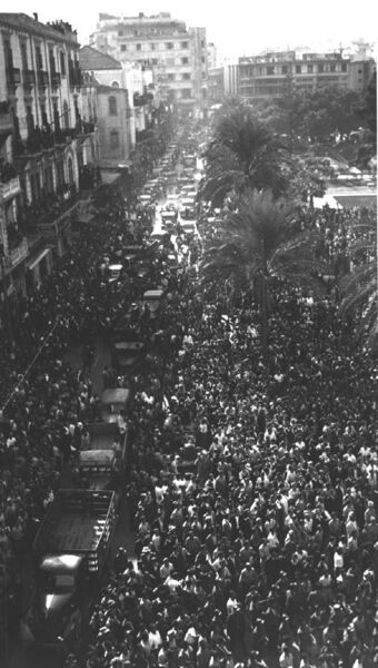 File:Beirut's Martyrs' Square during celebrations marking the release by the French of Lebanon's government from Rashayya prison on November 22, 1943, the day of Lebanon's independence. Adib Ibrahim.jpg