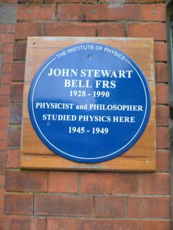 John Stewart Bell's Blue plaque.JPG