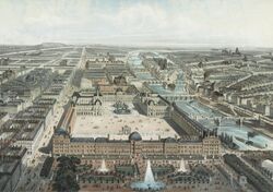 Paris moderne. Les Tuileries, le Louvre, et la rue de Rivoli, vue prise du Jardin des Tuileries.jpg