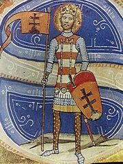 Image of the King Saint Stephen I of Hungary, from the medieval codex Chronicon Pictum from the 14th century
