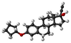 Quinestrol molecule ball.png