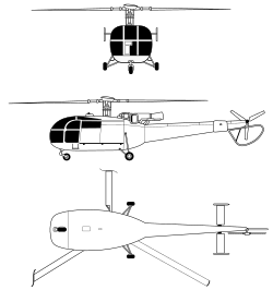 Aérospatiale Alouette III orthographical image.svg