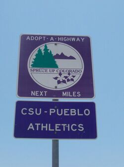 Adopt-A-Highway sign, CSU Pueblo Athletics.jpg