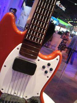 Fender Mustang Pro Guitar Controller (body) for Rock Band 3 @ E3 Expo 2010.jpg