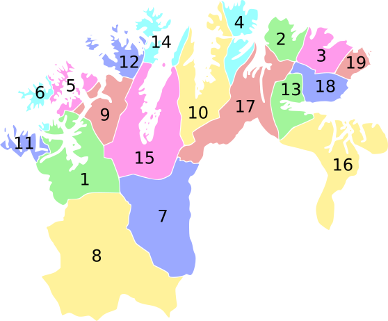 File:Locator map of municipalities in Finnmark, Norway numbered.svg