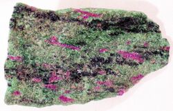 Anyolite (corundum-amphibole zoisitite) (Neoproterozoic; Mundarara Mine, about 27 km west of Longido, Tanzania) 2 (49144140952).jpg