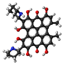 Ball-and-stick model of the fagopyrin molecule