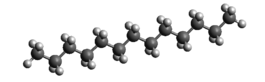 Ball-and-stick model of a normal tridecane molecule