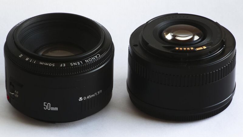 File:Canon EF 50mm II lens front and rear side-by-side version3.JPG