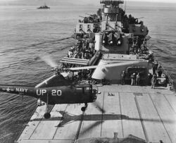 HO3S landing on after deck of USS Manchester (CL-83).jpg