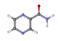 Pyrazinamide ball-and-stick.png