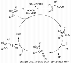 Cu-catalyzed decarboxylative coupling of amino acids, reported by Jiang et al.png