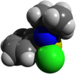 Space-filling model of N-tert-butylbenzenesulfinimidoyl chloride