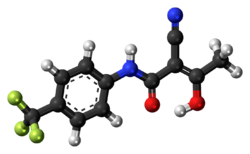 Ball-and-stick model of the teriflunomide molecule