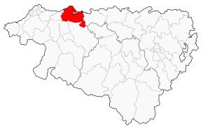 Bidache shown on a map of the modern department of Pyrénées-Atlantiques