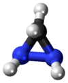 Ball-and-stick model of the diaziridine molecule