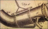 Drawing of a one person tapered submarine like vessel with sealed holes for operator's arms shown with rope slings