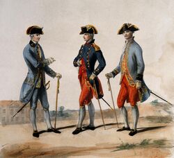Three French army generals of Louis XVI in military dress, Wellcome V0015735.jpg