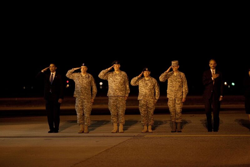 File:Barack Obama and generals saluting U.S. personnel who died in Afghanistan.jpg
