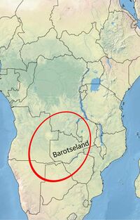 Approximate location of Barotseland