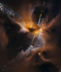 Hubble Sees the Force Awakening in a Newborn Star (23807356641).jpg
