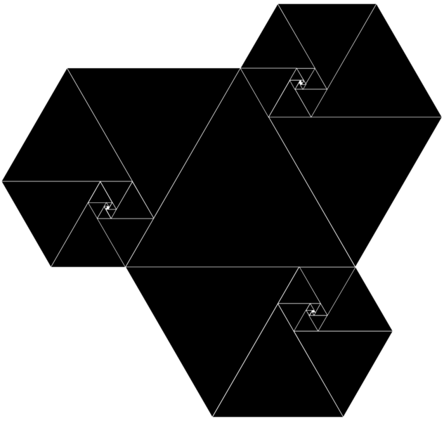 File:Triangles in ratio of the plastic number in a three armed counter clockwise spiral.svg
