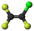 Ball-and-stick model of chlorotrifluoroethylene