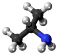 Ball-and-stick model of the isopropylamine molecule