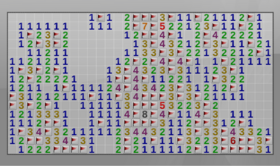 A won expert game of KMines, a free and open-source variant of Minesweeper.