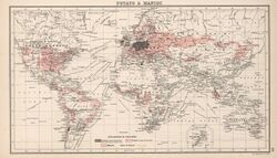 World map of potato and cassava cultivation, 1907