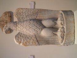 Marble eagle with open wings, from the sanctuary of Zeus Hypsistos, Archaeological Museum, Dion (7080054119).jpg