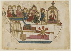 Al-Jazarī (d. 1206), The Musical Boat. Mamluk period, 1315.jpg