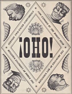 Ambigram ¡OHO! and reversible figures drawn by Rex Whistler, 1946, up and down.jpg