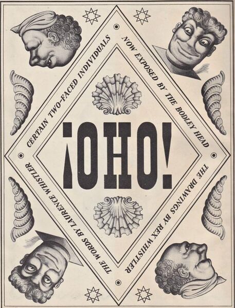 File:Ambigram ¡OHO! and reversible figures drawn by Rex Whistler, 1946, up and down.jpg