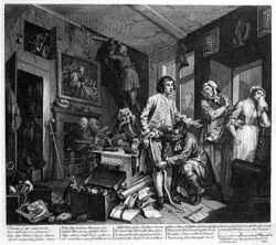 William Hogarth - A Rake's Progress - Plate 1 - The Young Heir Takes Possession Of The Miser's Effects.jpg