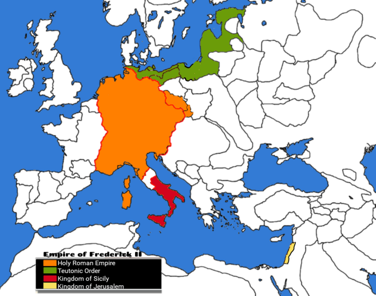 File:Dominions of Friedrick II (Kingdom of Sicily, Holy Roman Empire, Kingdom of Jerusalem).png