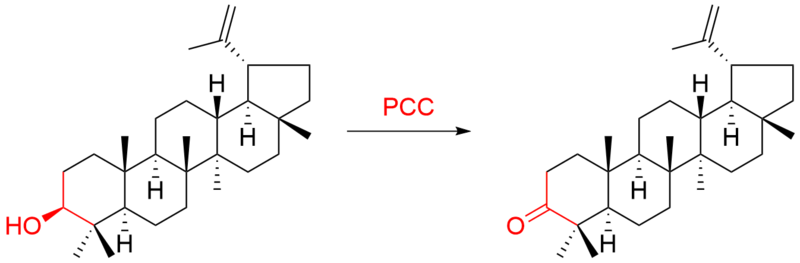 File:Example of PCC oxidation of secondary alcohol.png