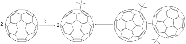 Free radical reaction of fullerene with tert-butyl radical.png