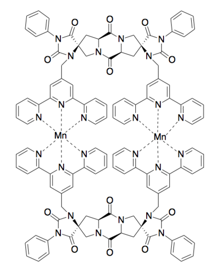 A spiroligomer that binds manganese and zinc