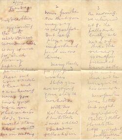 Mohandas K. Gandhi, letter in indelible pencil, South Africa 1909.jpg